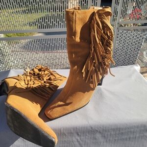 Fringe Suede Tan Boots